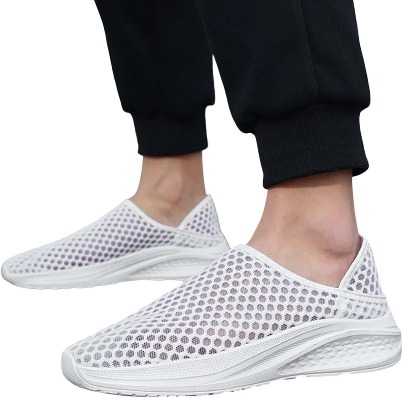 Men's Breathable Knit Sneakers Slip On Casual Shoes for Walking Running Yoga Gym Beach Comfortable Lightweight