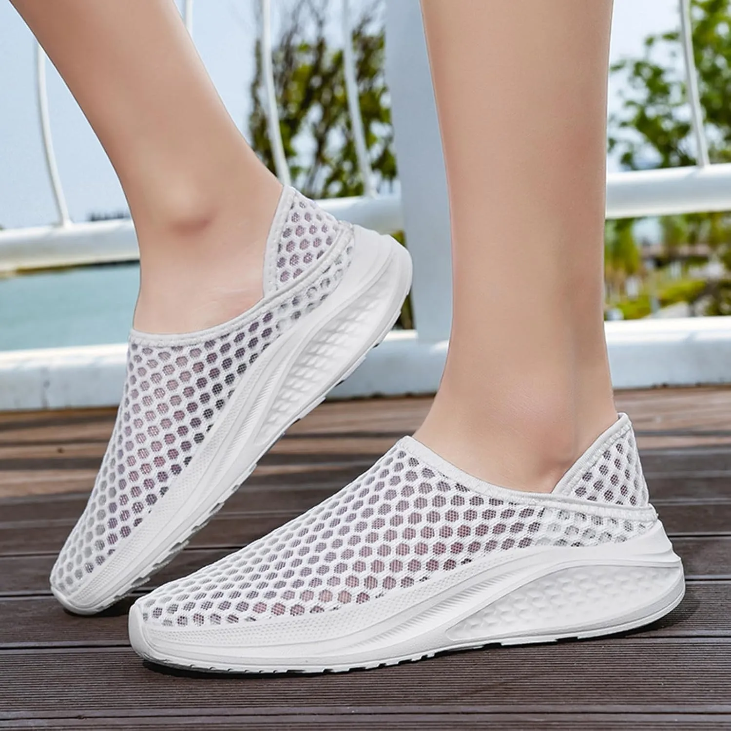 Men's Breathable Knit Sneakers Slip On Casual Shoes for Walking Running Yoga Gym Beach Comfortable Lightweight