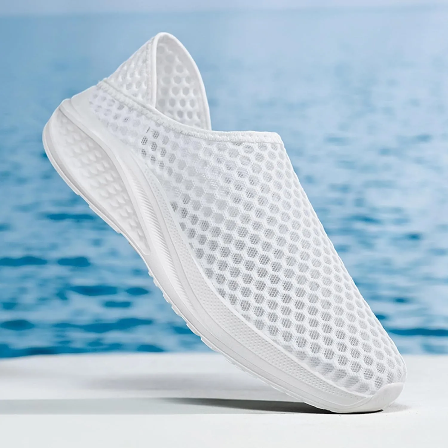 Men's Breathable Knit Sneakers Slip On Casual Shoes for Walking Running Yoga Gym Beach Comfortable Lightweight