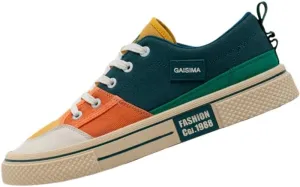 Men's Canvas Sports Shoes | Casual Low-top lace-up Shoes with Durable PVC Soles, Fashionable Contrast Design | Outdoor Daily use