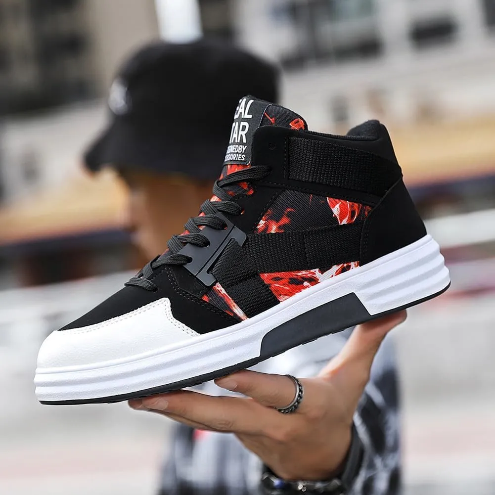 Mens Casual High Top Lace Up Skate Shoes