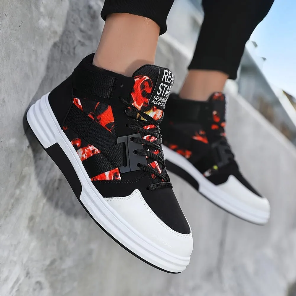 Mens Casual High Top Lace Up Skate Shoes