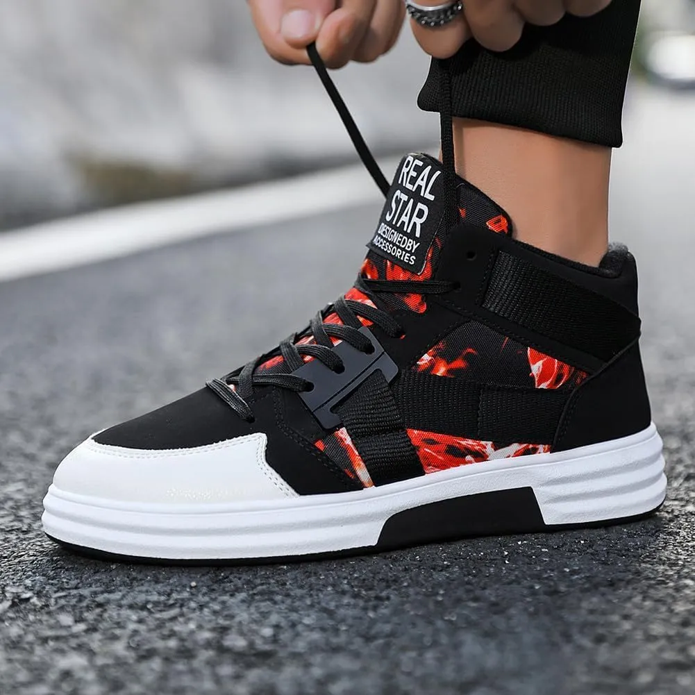 Mens Casual High Top Lace Up Skate Shoes