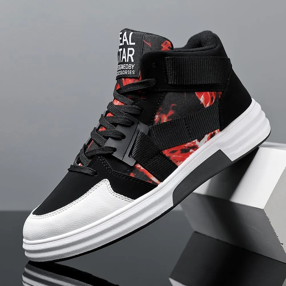 Mens Casual High Top Lace Up Skate Shoes