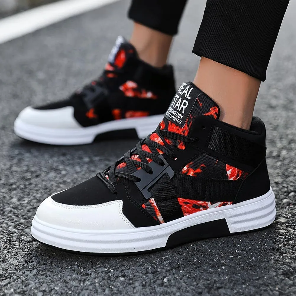 Mens Casual High Top Lace Up Skate Shoes