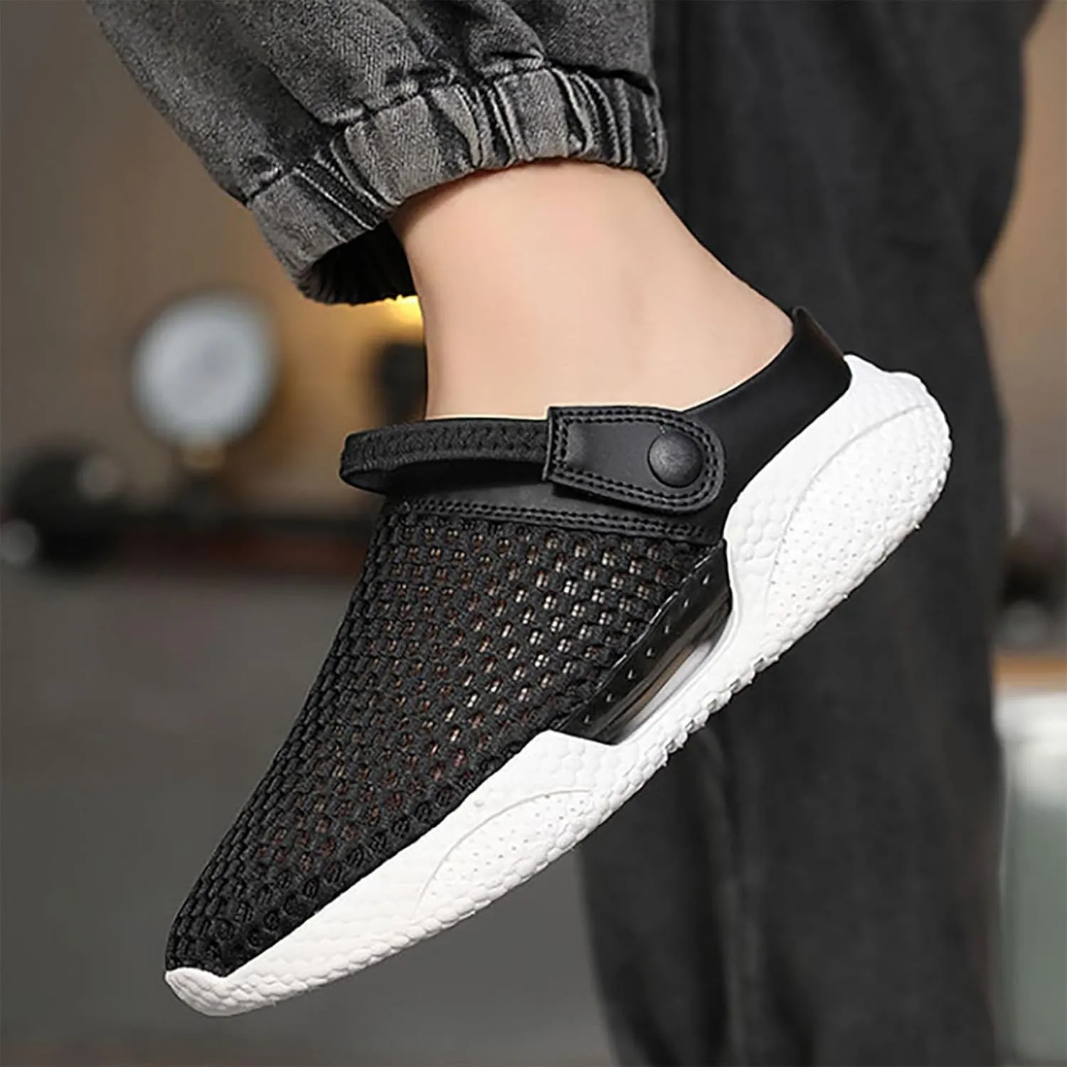 Men's Casual Mesh Shoes Non Slip Breathable Sports Hiking Sneaker Travel Leather Sandals for Summer Outdoor