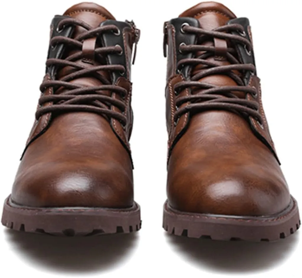 Men's Hiking Boots Waterproof Casual Chukka Boots for Men Ankle Leather Winter Warm Lining Snow Hiking Boots for Men Outdoor Non-Slip Walking Shoes Casual Chukka Boots Motorcycle Boots Business Shoe