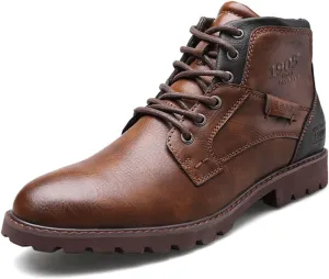 Men's Hiking Boots Waterproof Casual Chukka Boots for Men Ankle Leather Winter Warm Lining Snow Hiking Boots for Men Outdoor Non-Slip Walking Shoes Casual Chukka Boots Motorcycle Boots Business Shoe