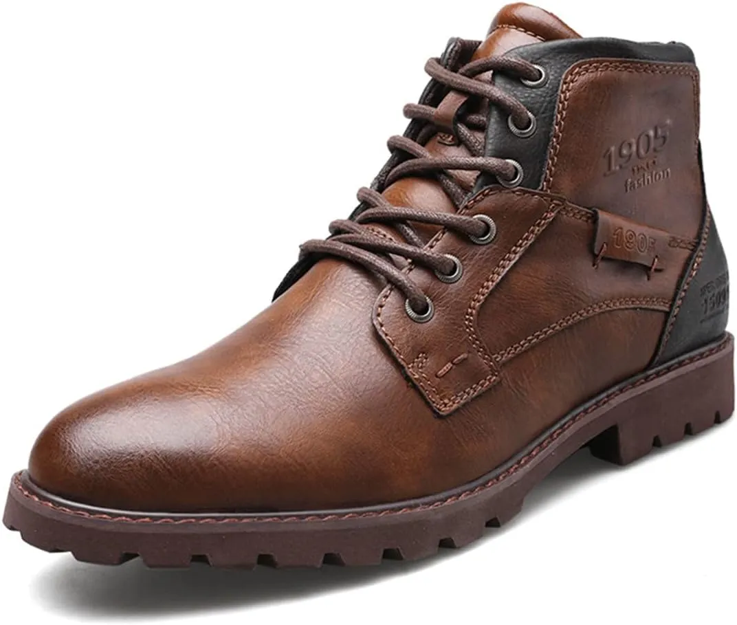 Men's Hiking Boots Waterproof Casual Chukka Boots for Men Ankle Leather Winter Warm Lining Snow Hiking Boots for Men Outdoor Non-Slip Walking Shoes Casual Chukka Boots Motorcycle Boots Business Shoe