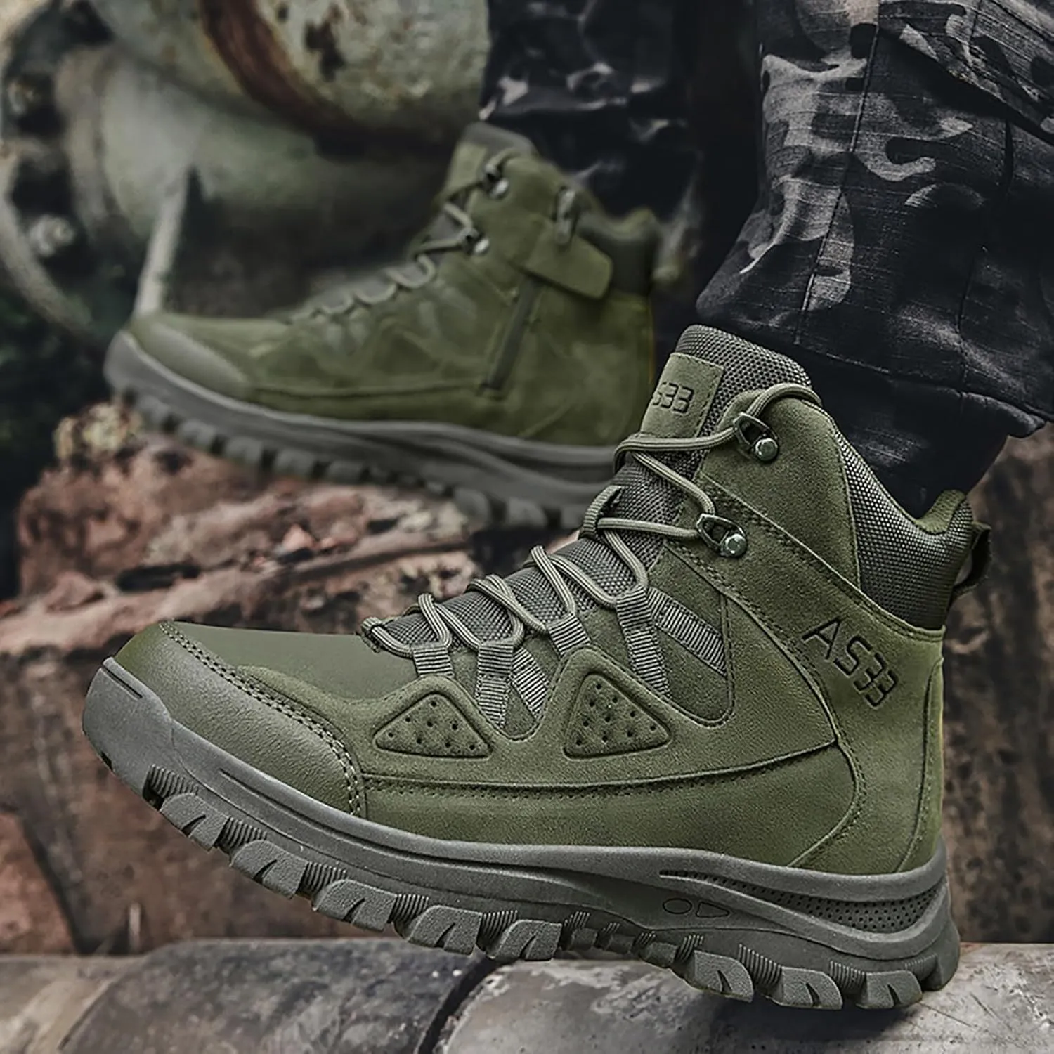 Men's Lace Up Breathable High Top Boots Waterproof Tactical Boots Military Army Outdoor Shoes For Hiking Climbing