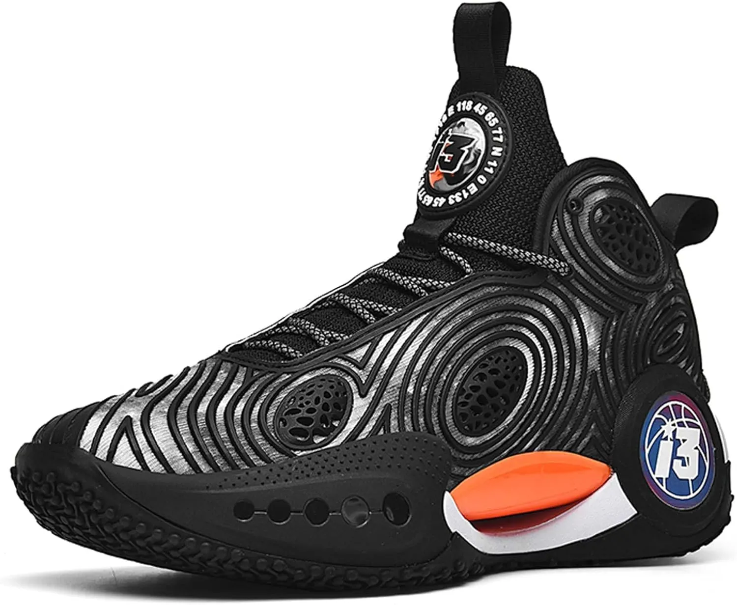 Mens Luminous Basketball Sneakers Classic Lace Up High Top Breathable Casual Sneakers High Elastic Running Shoes Wear Resistant and Durable Outdoor Hiking Shoes Anti Slip Baseball Sneakers