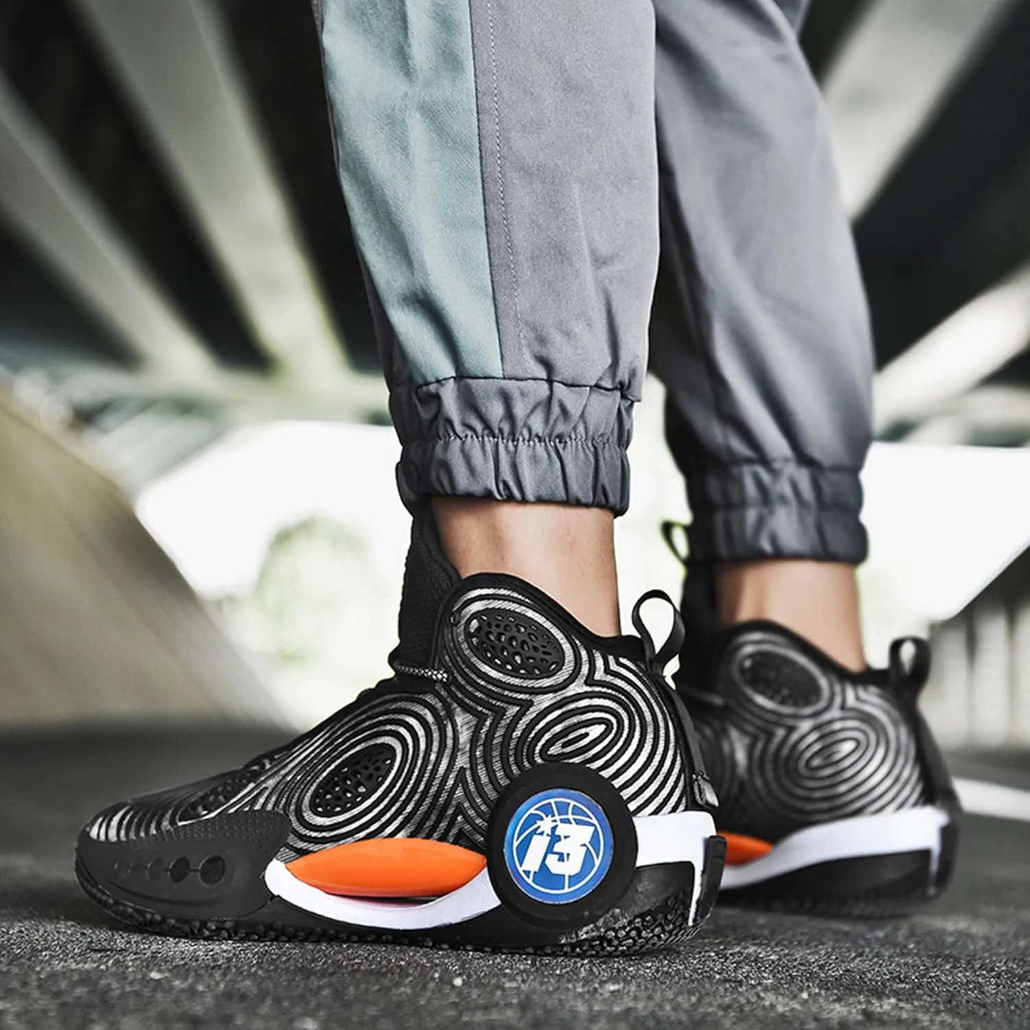 Mens Luminous Basketball Sneakers Classic Lace Up High Top Breathable Casual Sneakers High Elastic Running Shoes Wear Resistant and Durable Outdoor Hiking Shoes Anti Slip Baseball Sneakers