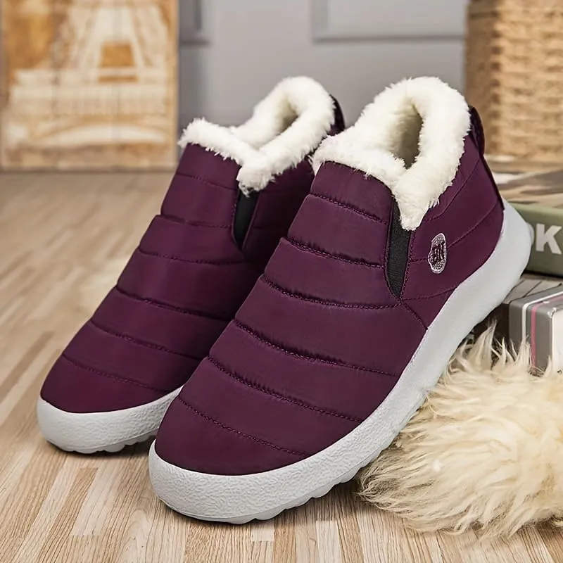 Men's Snow Boots, Warm Cozy Non-Slip Ankle Boots Plush Comfy Outdoor Hiking Shoes Lined Trekking Shoes, Winter