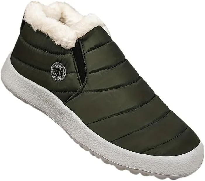 Men's Snow Boots, Warm Cozy Non-Slip Ankle Boots Plush Comfy Outdoor Hiking Shoes Lined Trekking Shoes, Winter