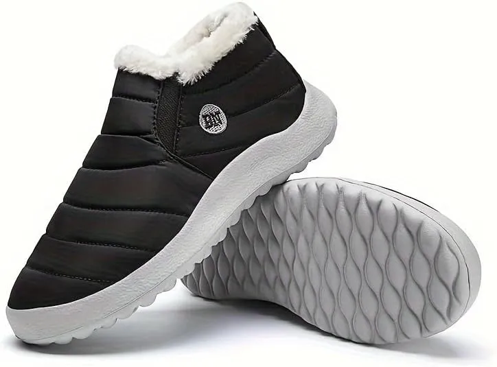 Men's Snow Boots, Warm Cozy Non-Slip Ankle Boots Plush Comfy Outdoor Hiking Shoes Lined Trekking Shoes, Winter