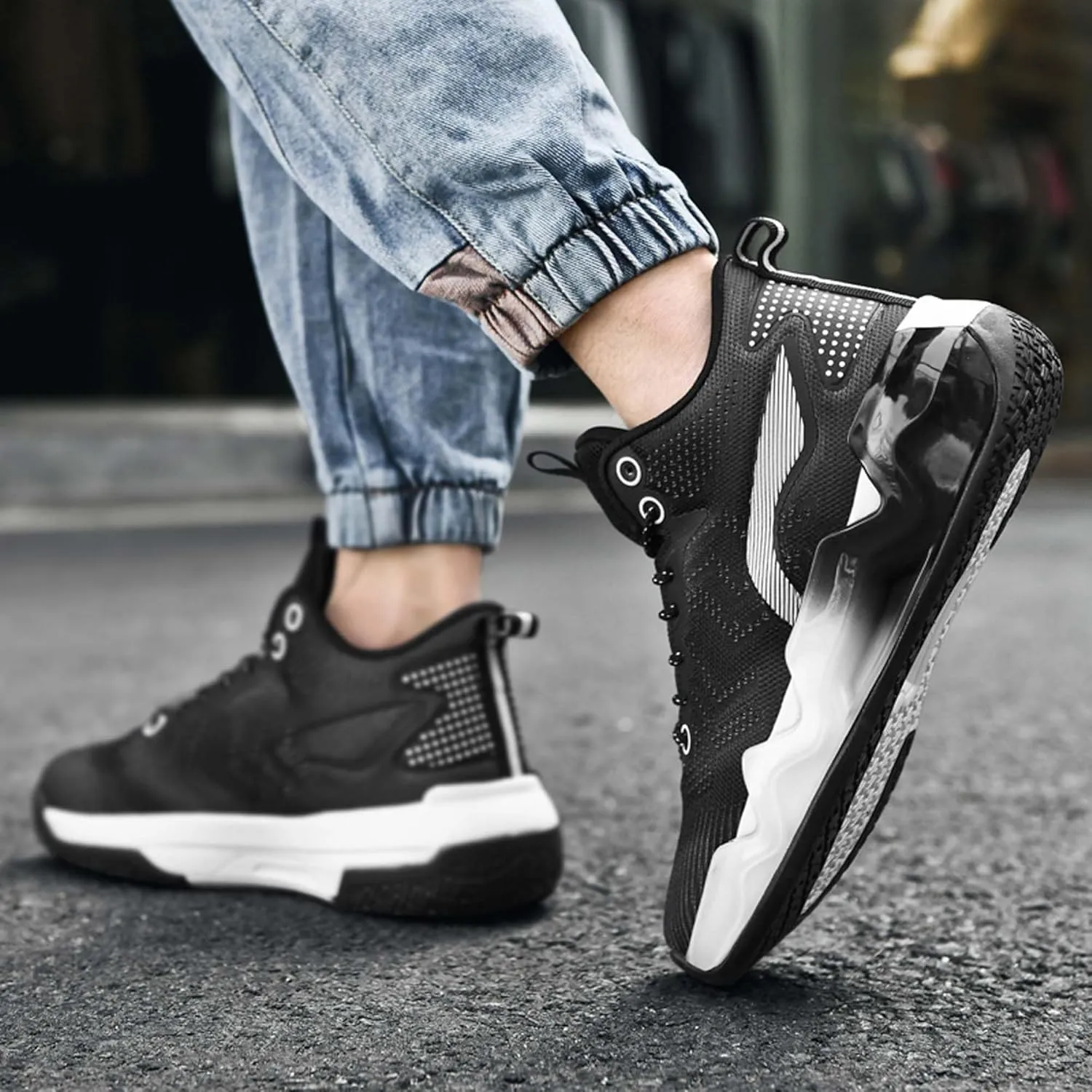 Men's Trendy Casual Basketball Shoes Fashion Sneakers Non-Slip Breathable Training Running Shoes Street Casual Walking