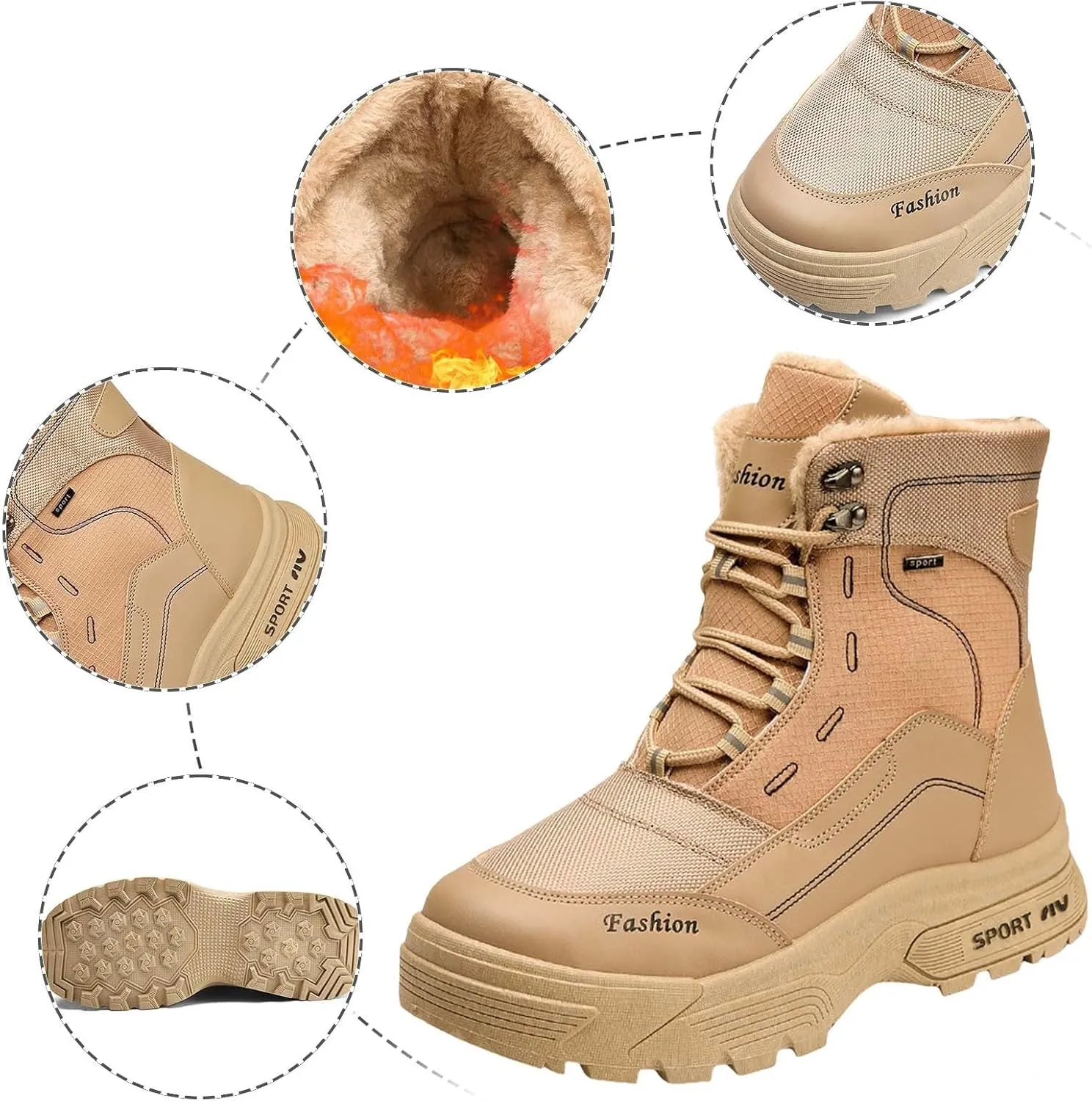 Mens Winter Snow Boots, Waterproof Hiking Boots Warm Duck Shoes Trekking Trail Climbing Shoes Womens Winter Shoes