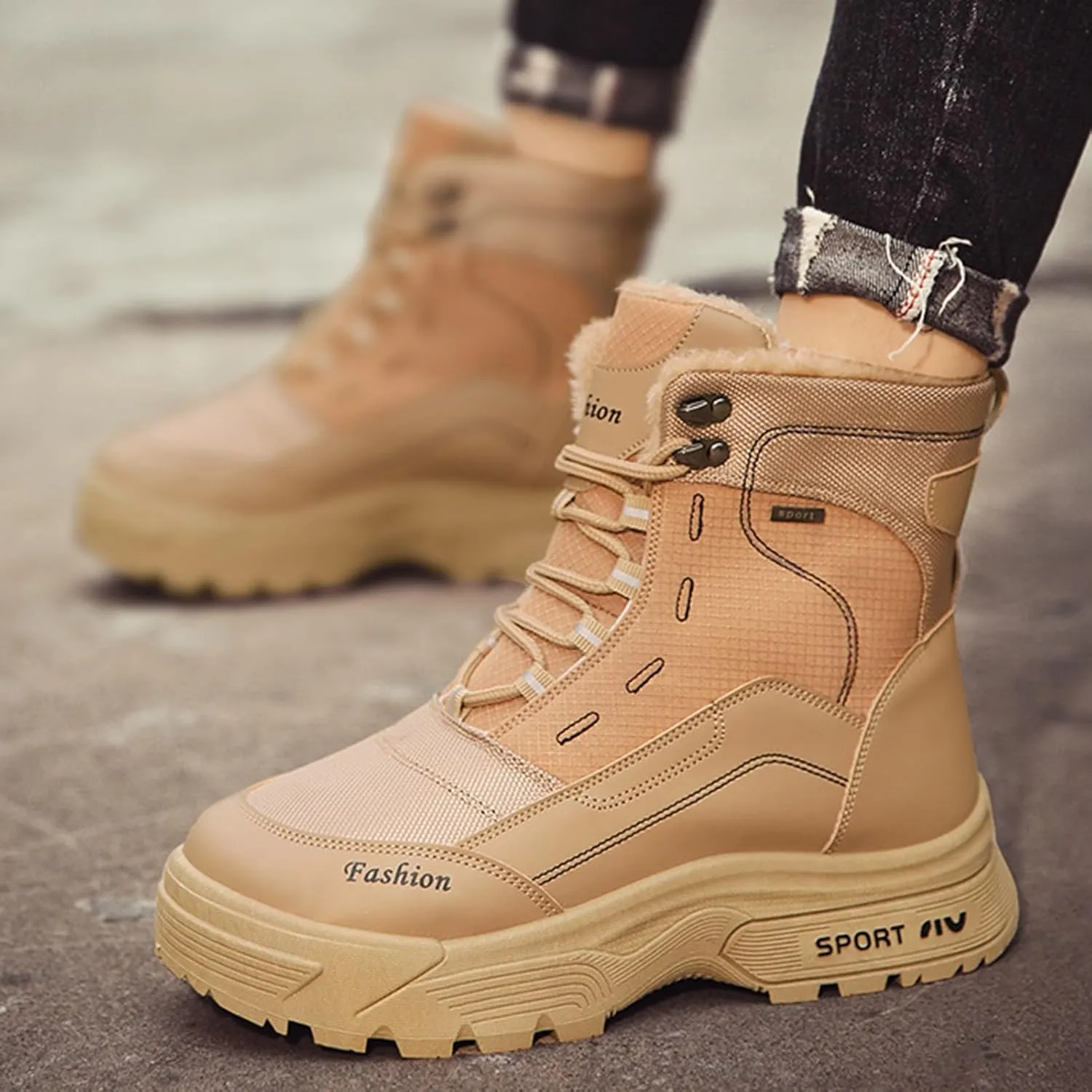 Mens Winter Snow Boots, Waterproof Hiking Boots Warm Duck Shoes Trekking Trail Climbing Shoes Womens Winter Shoes