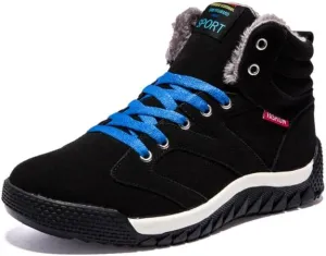 Men's Winter Walking Boots for Outdoor Activities, Plush Warm Snow Boots, High Top Non Slip Lace Up Skate Shoes