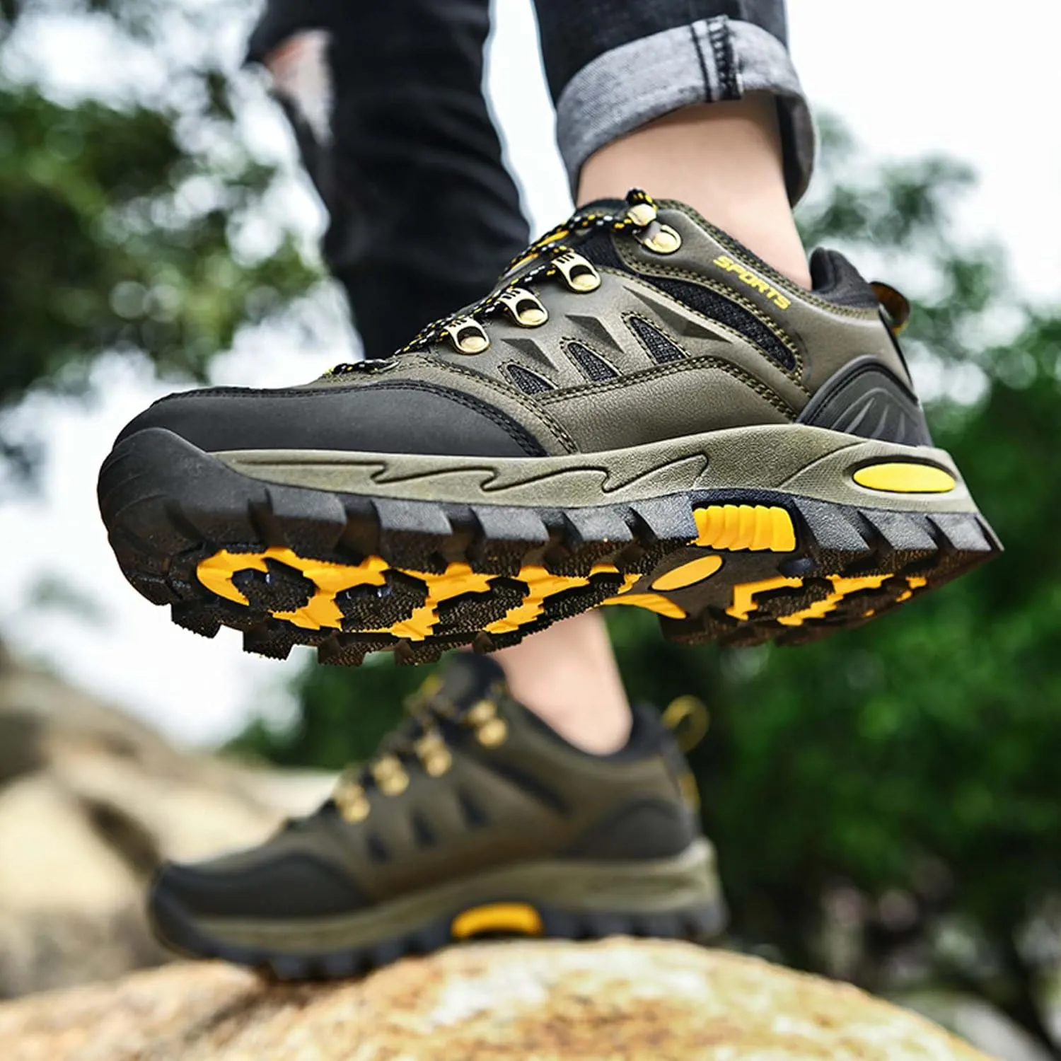 Men's Women's Waterproof Hiking Shoes Non-Slip Breathable Climbing Shoes Outdoor Sports Shoes Comfortable Lightweight Travel Camping Walking Shoes