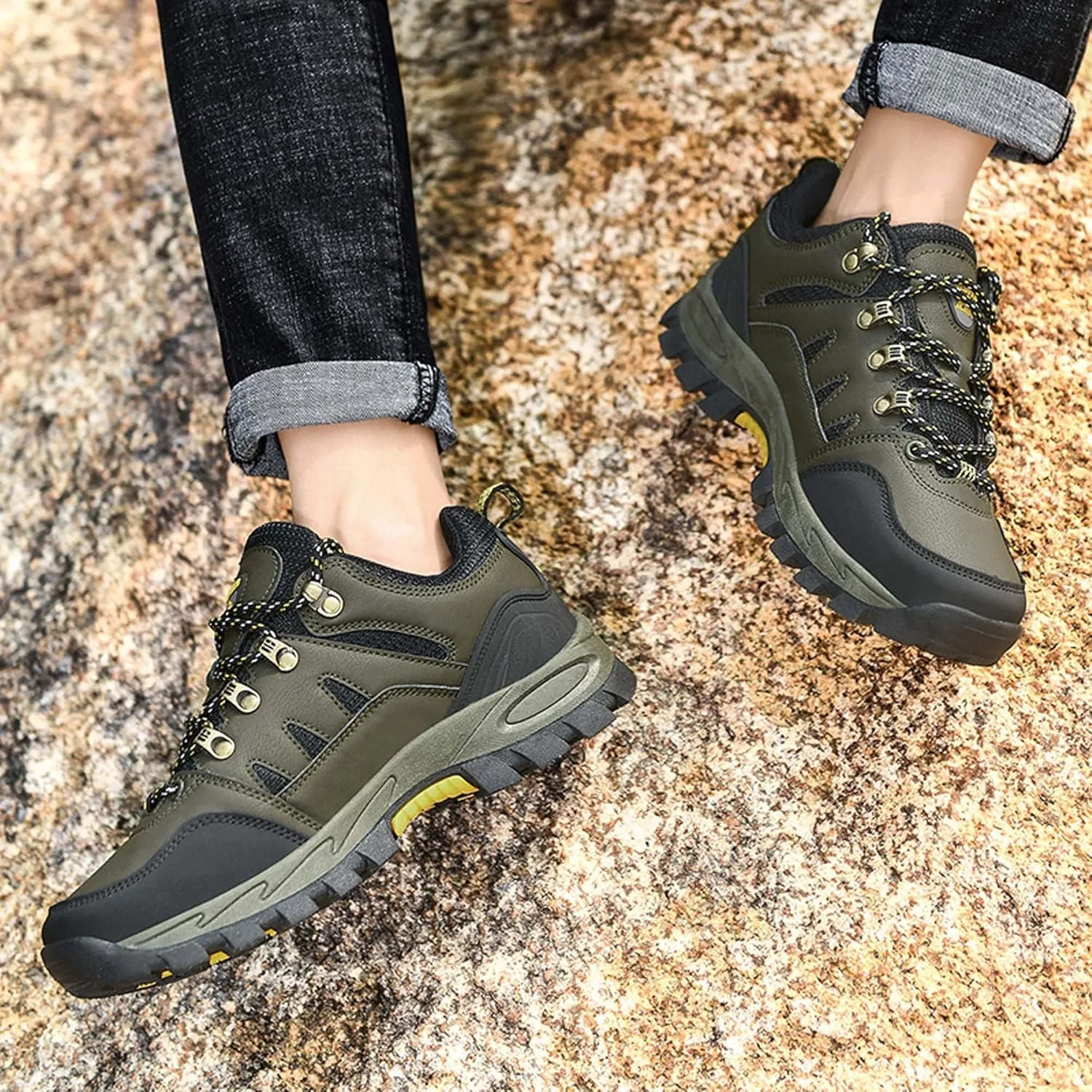 Men's Women's Waterproof Hiking Shoes Non-Slip Breathable Climbing Shoes Outdoor Sports Shoes Comfortable Lightweight Travel Camping Walking Shoes