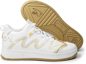 Negash Mens Fashion Sneakers Sekhmet Low Top Leather Breathable Casual Skate Shoes for Men White