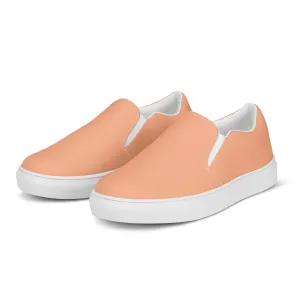 Nude Color Women's Slip Ons, Solid Colorful Nude Pink Color Modern Minimalist Women’s Slip-On Canvas Shoes (US Size: 5-12)
