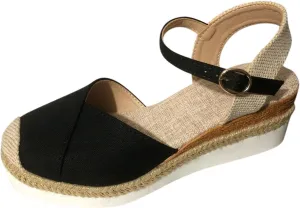 Orthopedic Platform Wedge Sandals for Women Arch Support Closed Toe Dressy Summer Buckle Ankle Strap Espadrilles Shoes Comfortable Walking Wedges Heels Open Casual Beach 2025 Vacation