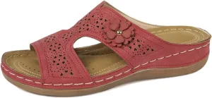Orthopedic Sandals for Women Arch Support Walking Sandals Slip On Comfortable Open Toe Dressy Platform Sandal Hollow Out Flower Lightweight Walking Wedge Flip Flops Summer Casual Orthopedic Slippers