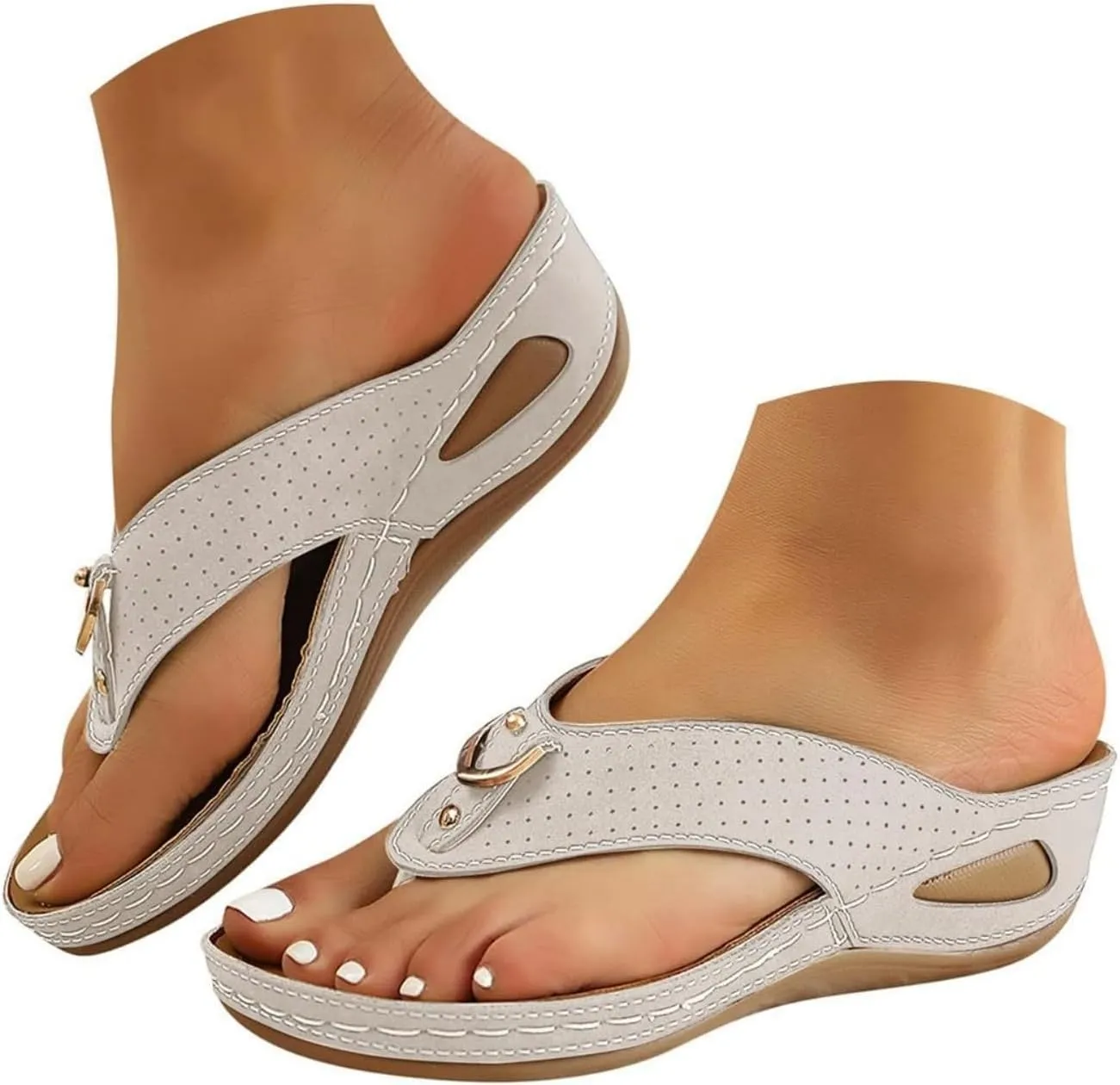Orthopedic Wedge Sandals for Women Dressy Summer Comfortable Walking Summer Open Toe Slip On Wide Width Flip Flops Sandals with Arch Support Beach Casual Lightweight Going Out Flip Flops Slipper
