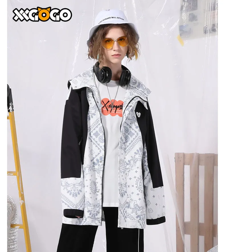 Paisley Print Asymmetric Patchwork Jacket