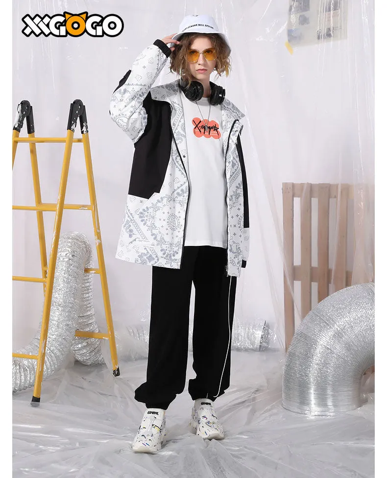Paisley Print Asymmetric Patchwork Jacket
