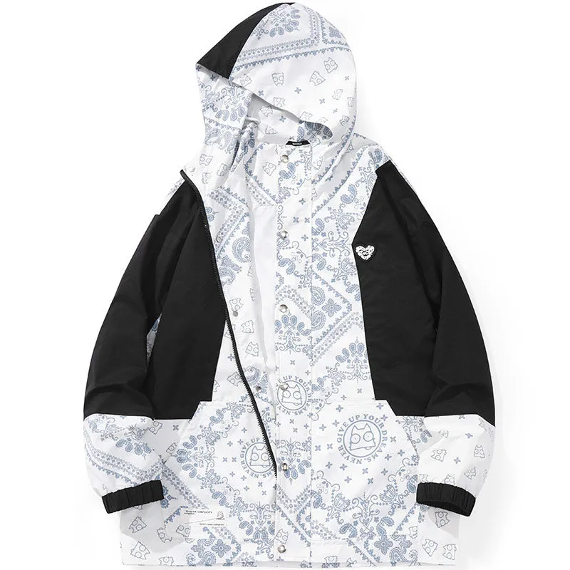 Paisley Print Asymmetric Patchwork Jacket