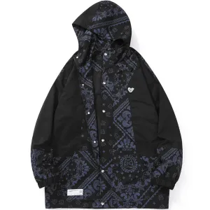 Paisley Print Asymmetric Patchwork Jacket