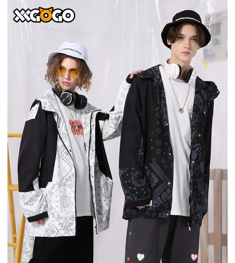 Paisley Print Asymmetric Patchwork Jacket