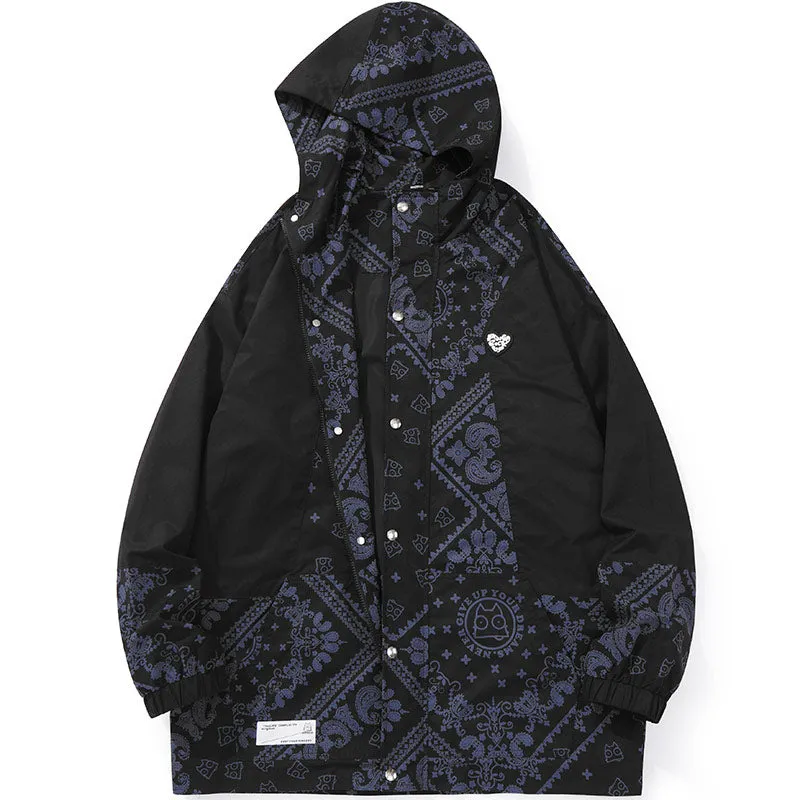 Paisley Print Asymmetric Patchwork Jacket