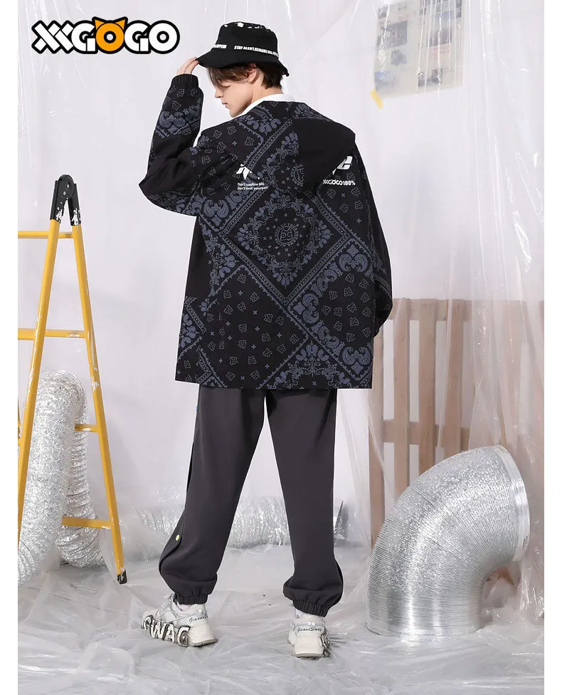 Paisley Print Asymmetric Patchwork Jacket