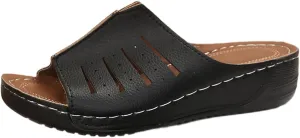 Platform Sandals Women Orthotic Slippers for Plantar Fasciitis Open Toe Slip On House Shoes Retro Soft Comfort Wear Orthowear Shoes Hollow Out Lightweight Sandals Summer Dress Shoe for Beach Vacation
