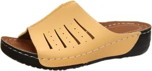 Platform Sandals Women Orthotic Slippers for Plantar Fasciitis Open Toe Slip On House Shoes Retro Soft Comfort Wear Orthowear Shoes Hollow Out Lightweight Sandals Summer Dress Shoe for Beach Vacation