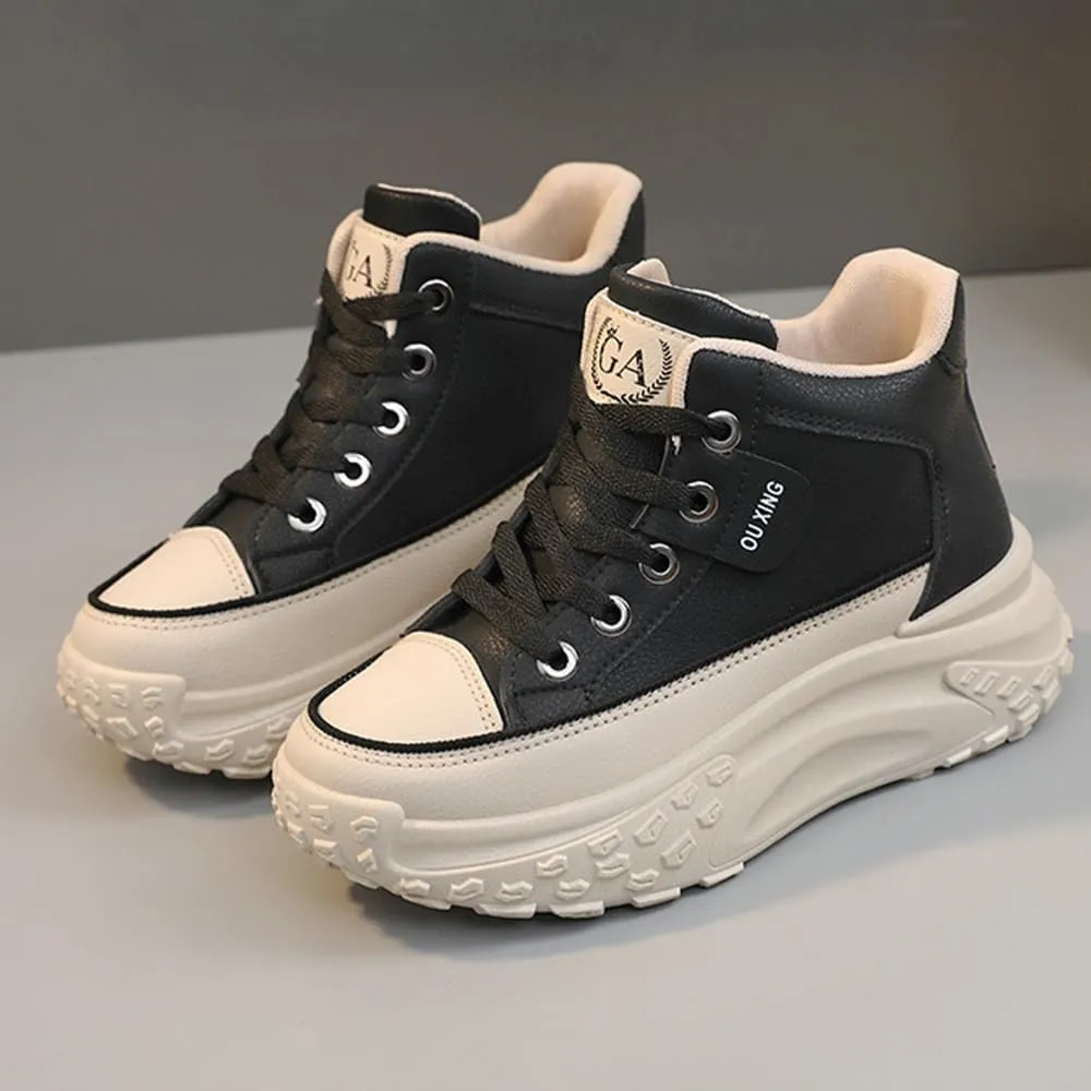 QINGCOMFACAI Womens Platform Fashion Sneakers Comfortable Breathable Casual Lace Up Non-Slip Sneakers Sport Workout Walking Outdoor Shoes