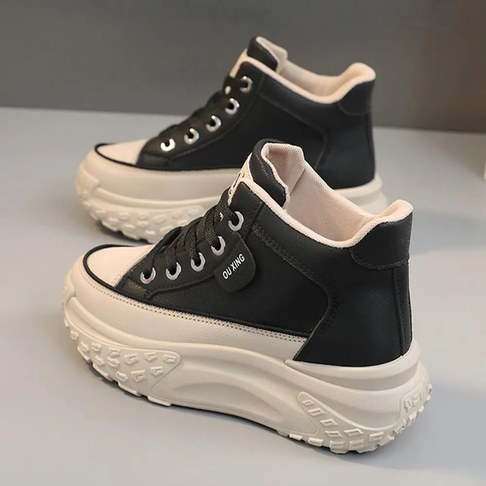 QINGCOMFACAI Womens Platform Fashion Sneakers Comfortable Breathable Casual Lace Up Non-Slip Sneakers Sport Workout Walking Outdoor Shoes