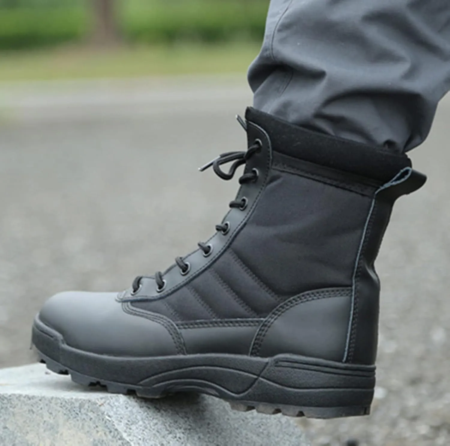 QMFUR Mens Military Boots Outdoor Hiking Work Boot Tactical Durable Combat Boot Army Shoes