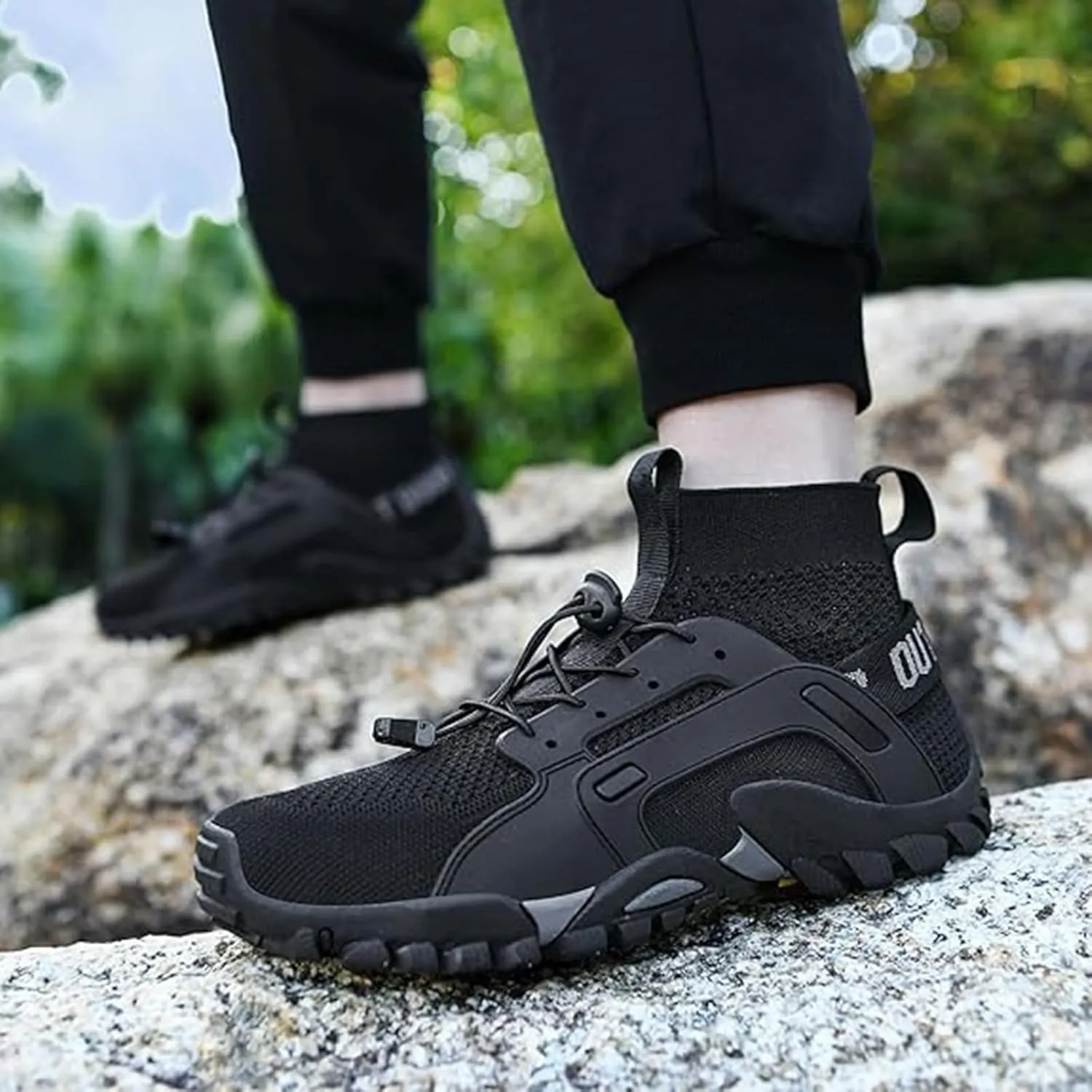 Quick Dry Water Shoes for Outdoor Hiking/Climbing - Men's Lightweight Breathable Sneakers and Women's Fashionable Travel Sneakers,Black-40