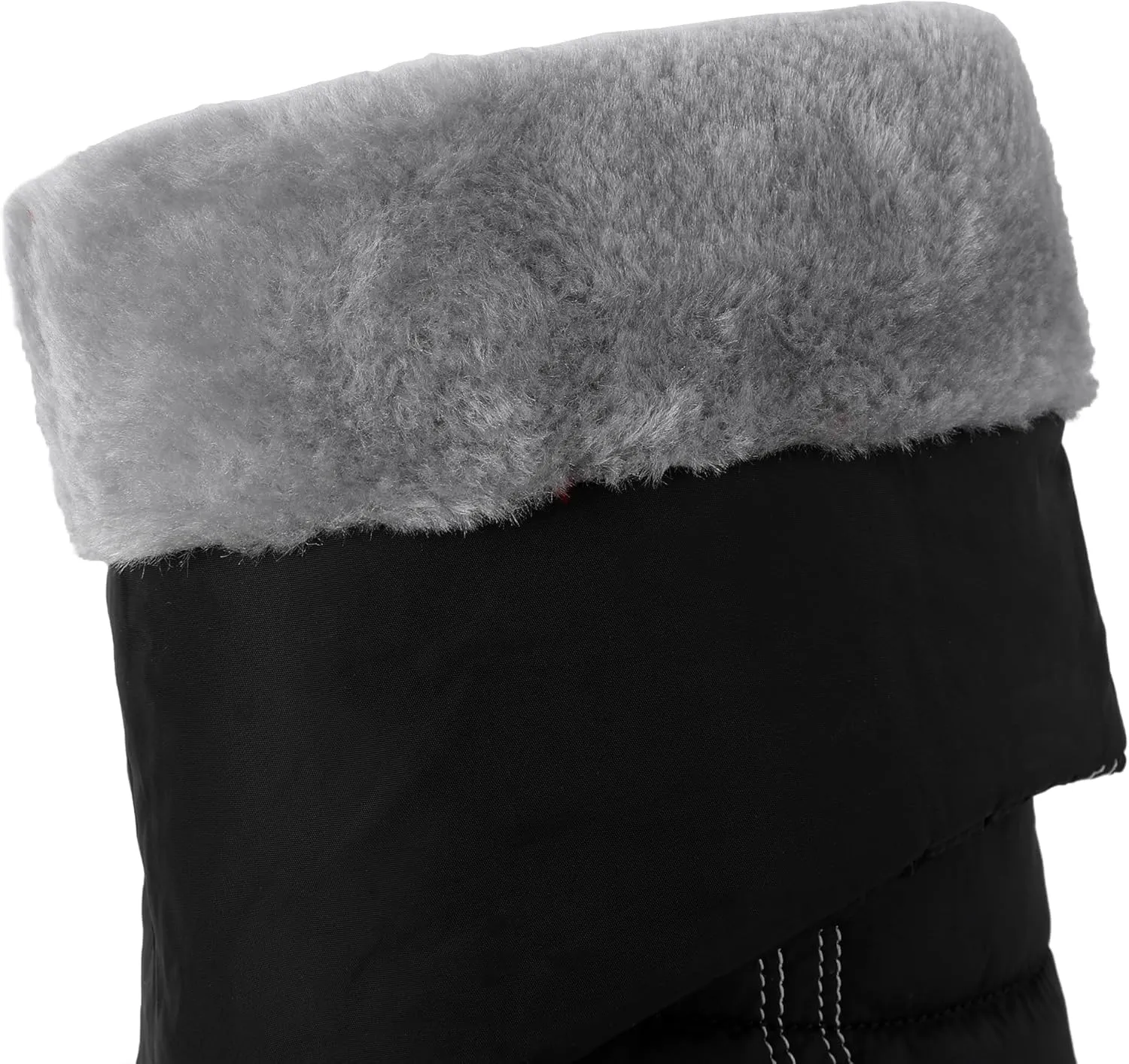 SACFOF Women Furry Snow Boots Waterproof Rain Warm Round Toe Non-Slip Comfort Platform Thick Faux Fur Lined Winter Knee High Boots