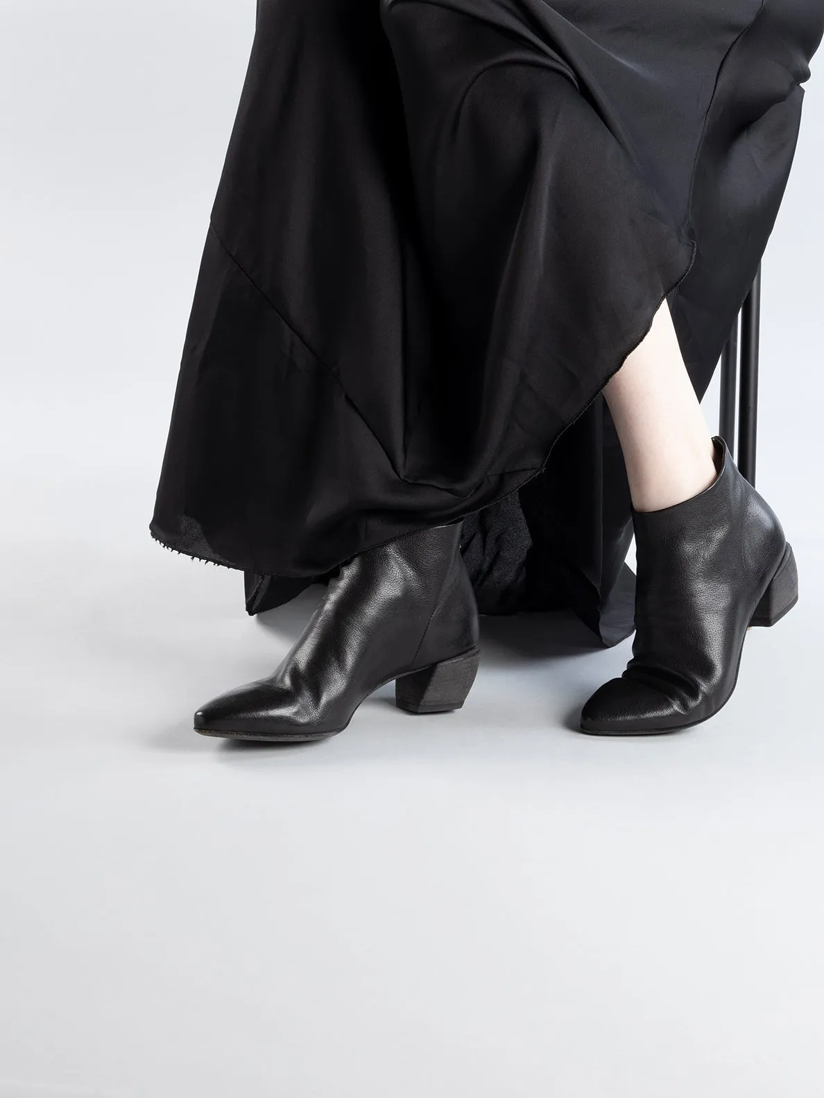 SALLY 001 - Black Leather Booties