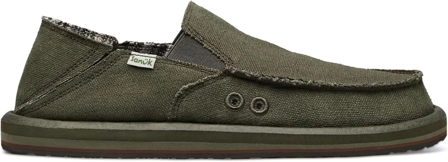 Sanuk Mens Donny Hemp Loafers | Mens Shoes | Slip On Shoes for Men | Men's Slip-on Loafers | Memory Foam Footbed