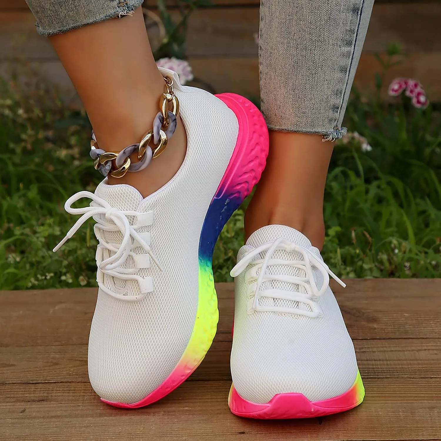 SBGMoSJ Business Casual Sneakers for Women 2023 Zapatillas Blancas para Mujer Elegantes Women's Tennis Shoes Size 9 Black Trendy Platform Sneakers for Women 2023 Cycling Shoes for Women