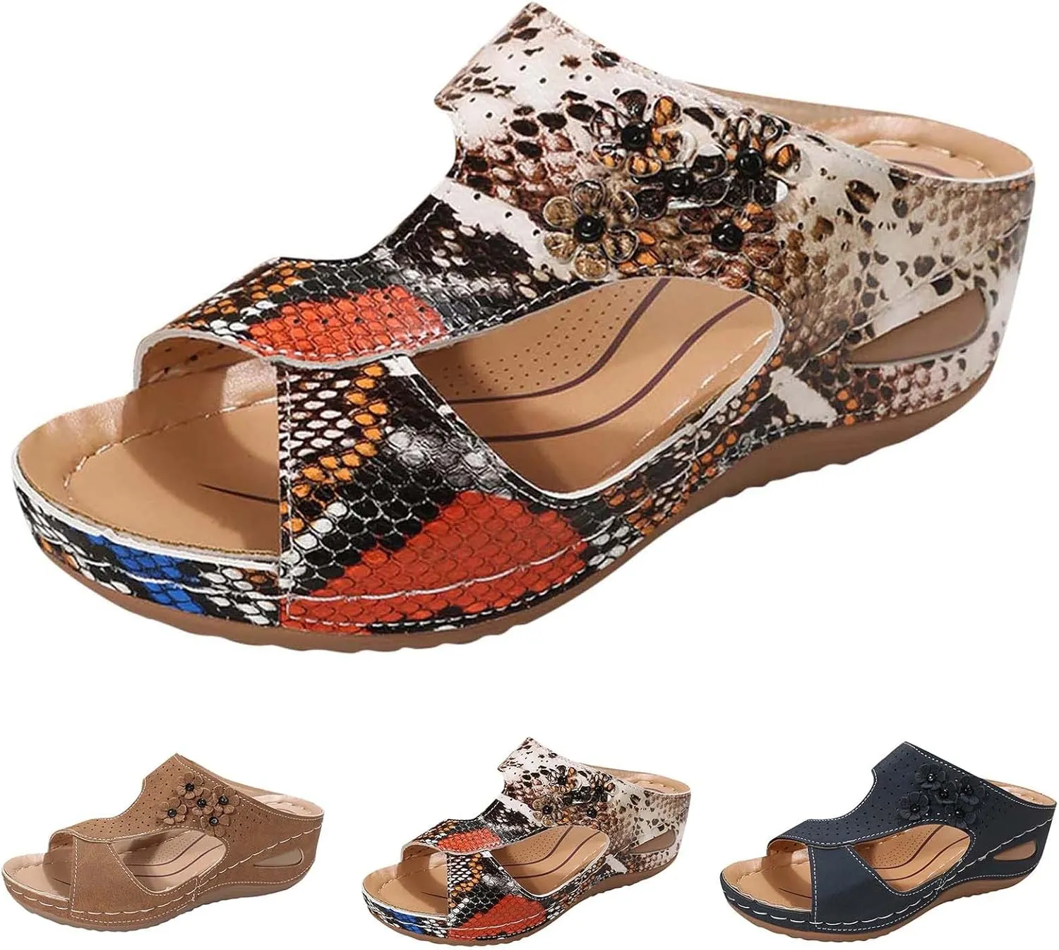 SBGMoSJ Orthopedic Backless Flats for Women Wide Width Orthopedic Shoes Women Wide Toes Box Diabetic Sandals for Women Size 10 Mens Walking Sandals Womens Sandals Size 9 Block Heel Sandals