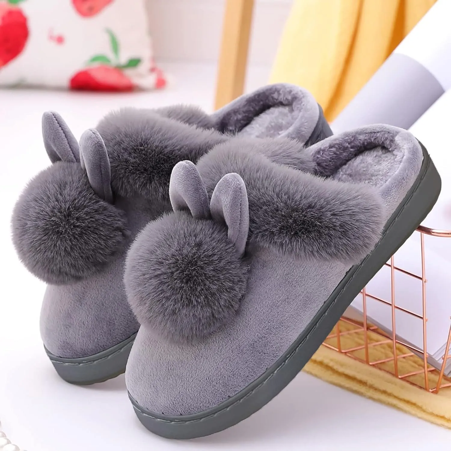 SBGMoSJ Women's Cozy Non Slip Grip Indoor House Bootie Slippers Warm Slippers Slippers for Women Outdoor Comfy Slippers for Women Wide Feet Christmas Movies Free To Me Gifts for Her 2023