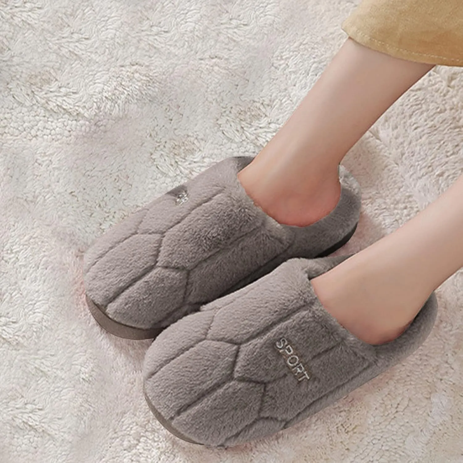 SBGMoSJ Womens Winter Warm Cozy House Fur Slippers Warming Slippers Mens Slippers Size 11.5 Wide Christmas Slippers for Men and Women Christmas Ribbon Gifts for Her 2023